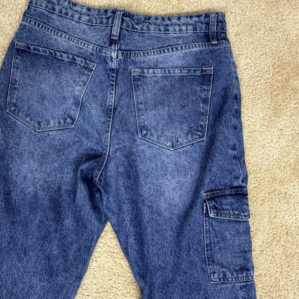 KanCan High-Rise Everyday Cargo Blue Jeans Women's Size 11‎ Wide Leg Edgy - Picture 2 of 11